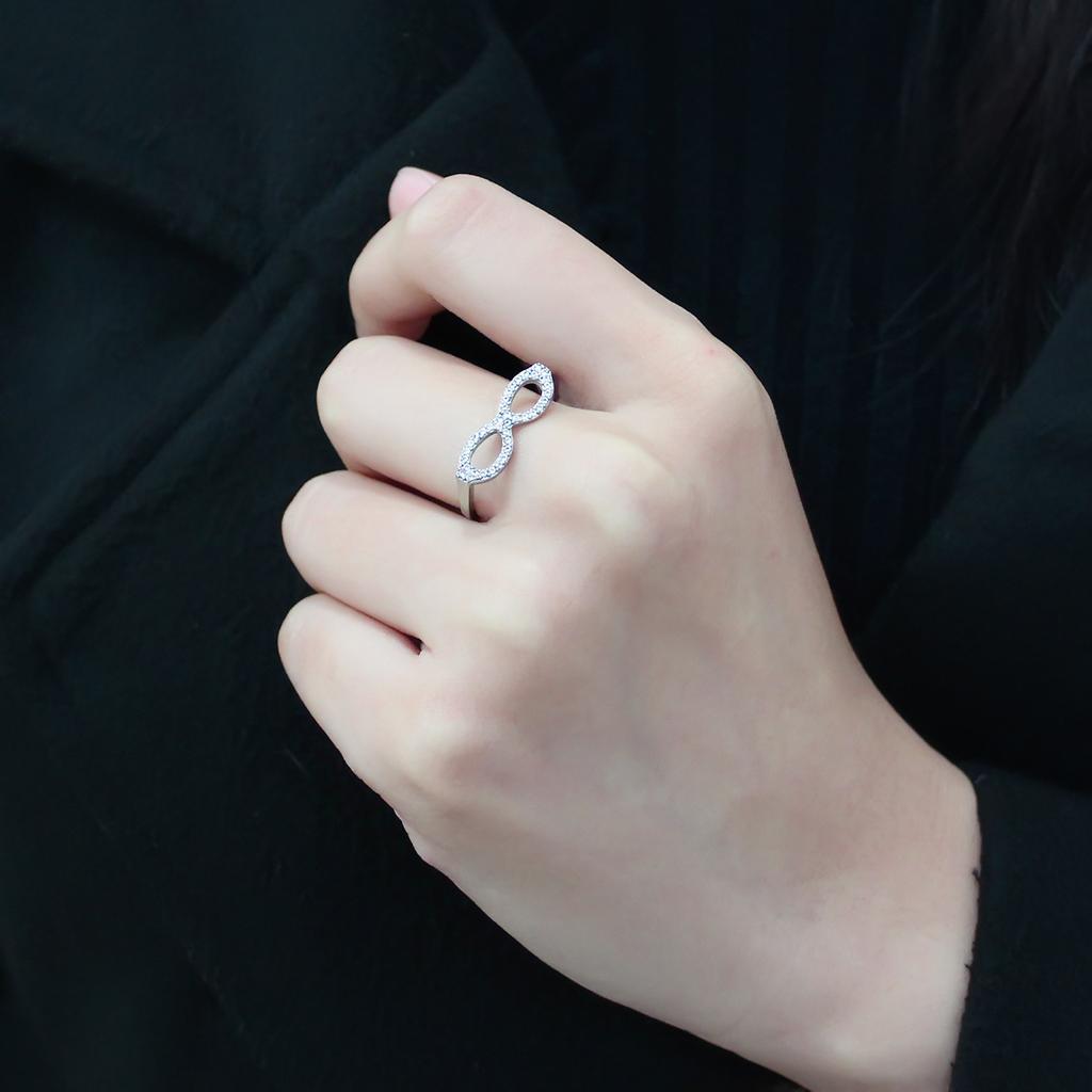 DA315 - No Plating Stainless Steel Ring with AAA Grade CZ in Clear
