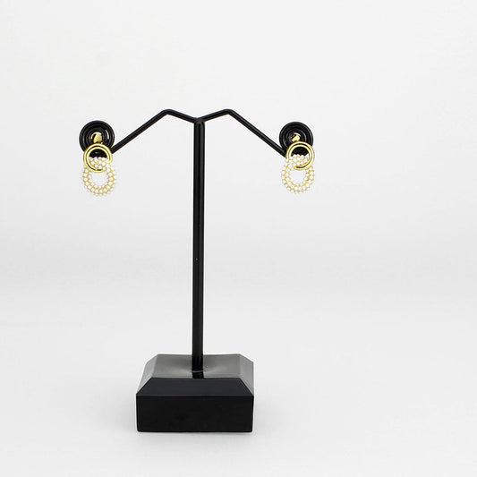 3W1775 - Flash Gold Brass Earring with Synthetic in White