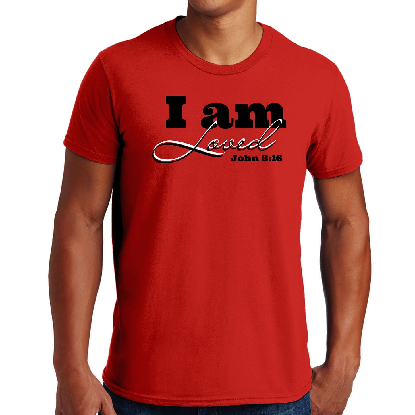 Mens Graphic T-shirt i am Loved - John 3:16 Black Illustration