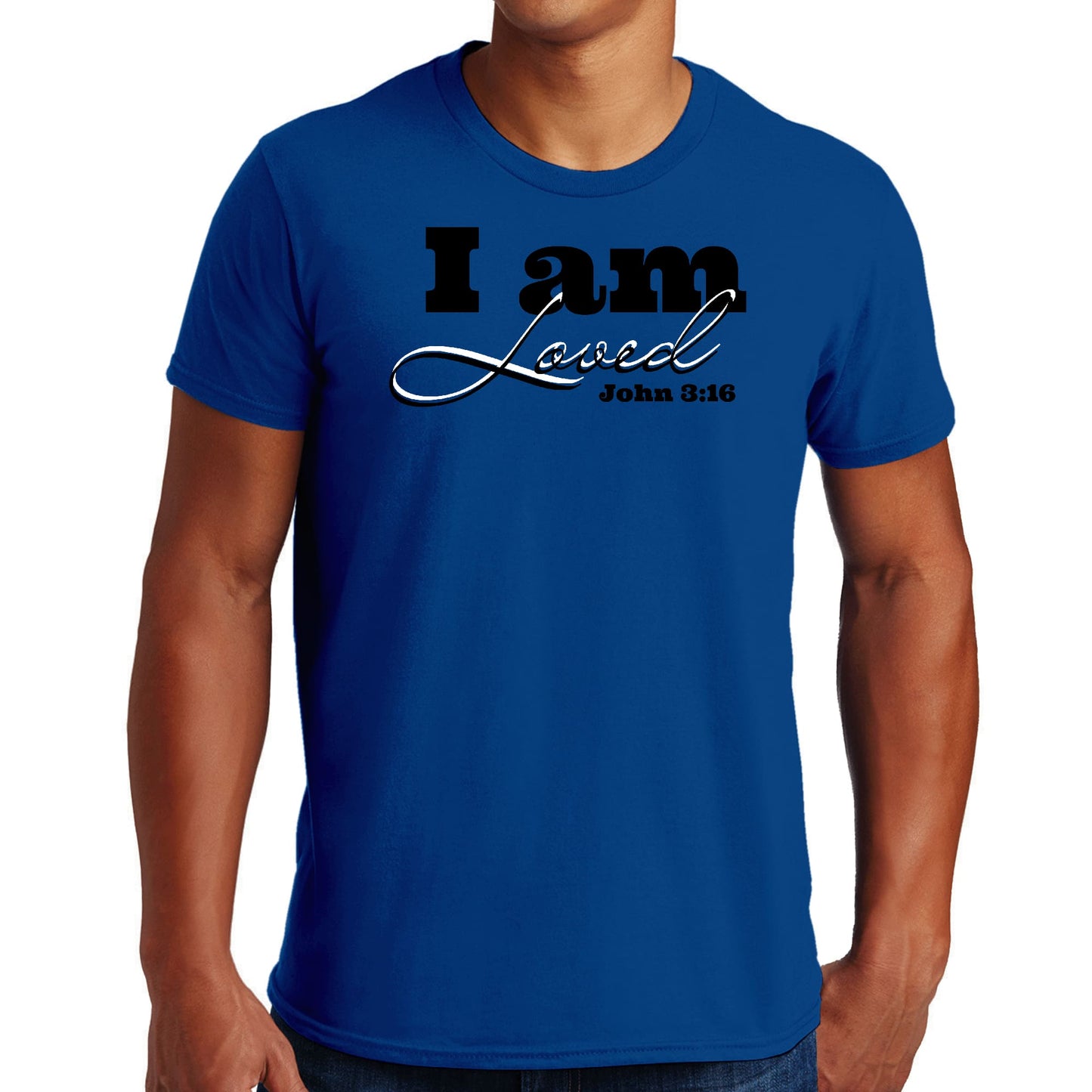 Mens Graphic T-shirt i am Loved - John 3:16 Black Illustration