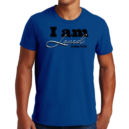 Mens Graphic T-shirt i am Loved - John 3:16 Black Illustration